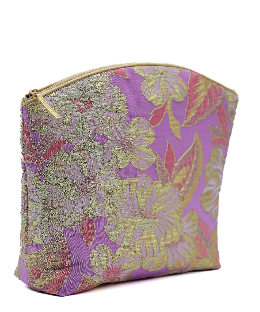 Holistic Silk Holistic Silk Limited Edition Lavender Make Up Bag - Pink Silk Brocade (Large)