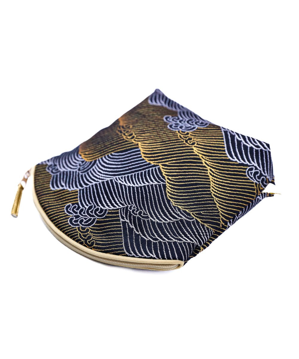 Holistic Silk Limited Edition Lavender Make Up Bag - Gold Waves Silk Brocade