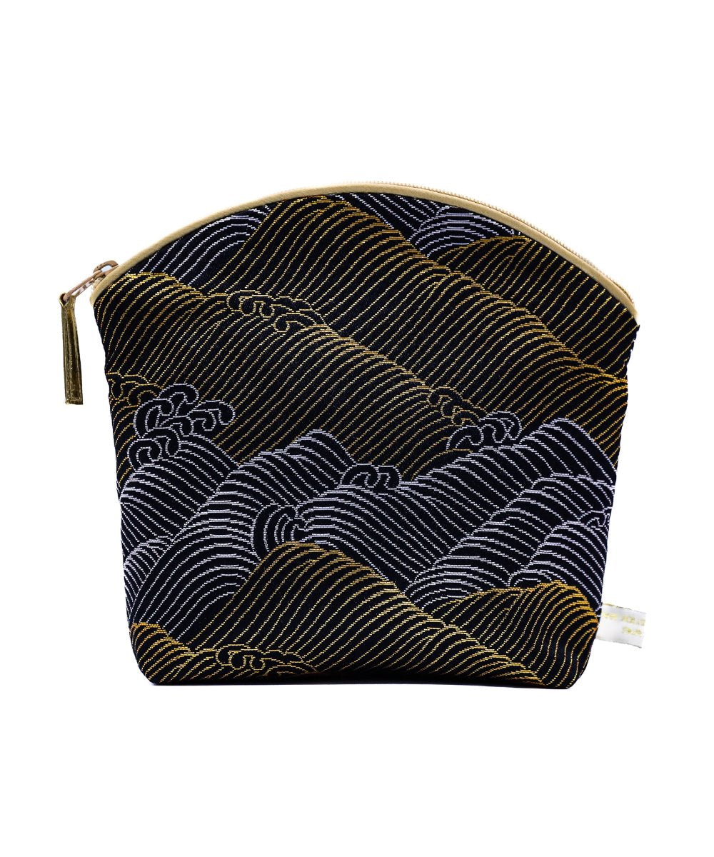 Holistic Silk Limited Edition Lavender Make Up Bag - Gold Waves Silk Brocade