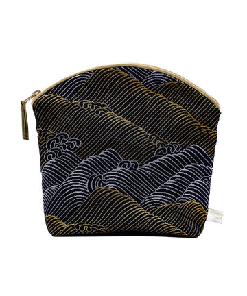 Holistic Silk Limited Edition Lavender Make Up Bag - Gold Waves Silk Brocade