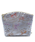 Holistic Silk Limited Edition Lavender Make Up Bag - Silver Fish Silk Brocade (Large)