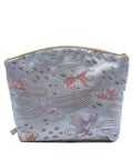 Holistic Silk Limited Edition Lavender Make Up Bag - Silver Fish Silk Brocade (Large)