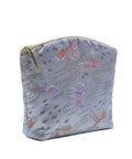Holistic Silk Limited Edition Lavender Make Up Bag - Silver Fish Silk Brocade (Large)