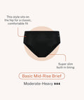 Modibodi Basic Mid-Rise Brief Moderate-Heavy, Black