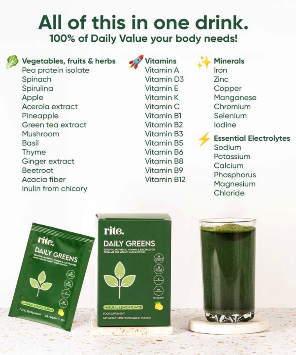 Rite Daily Greens Drink Mix - 15 Sachets