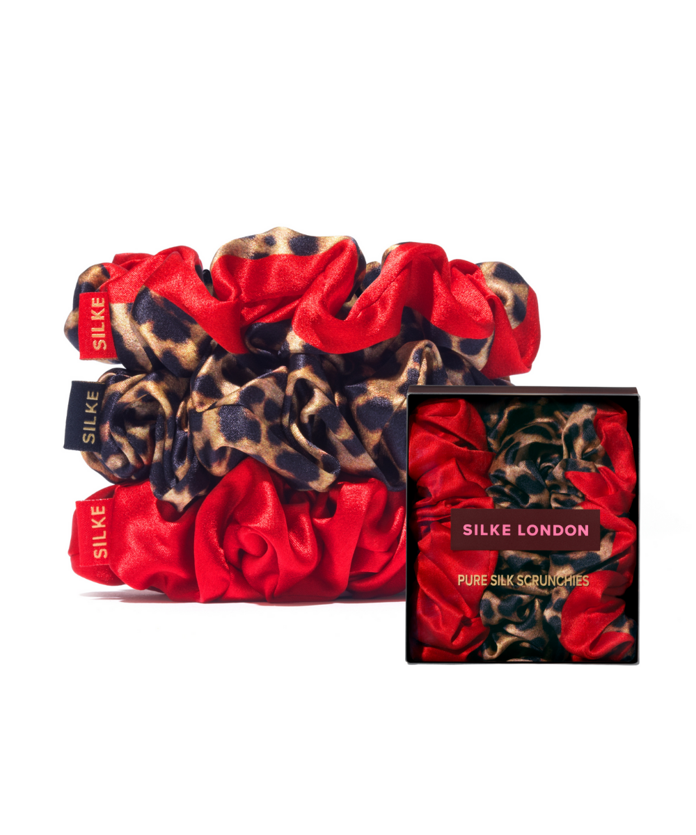SILKE Hair Scrunchies - Leopard Red