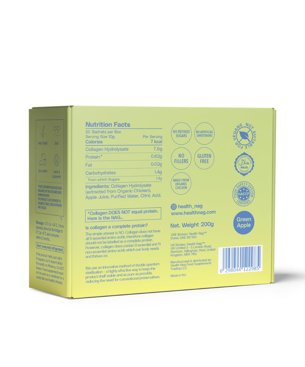 Health Nag Bioactive Collagen Jelly Sachets – Green Apple 