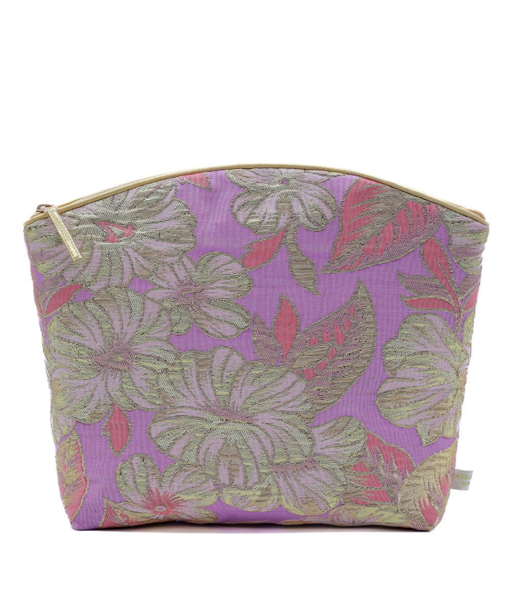 Holistic Silk Holistic Silk Limited Edition Lavender Make Up Bag - Pink Silk Brocade (Large) 