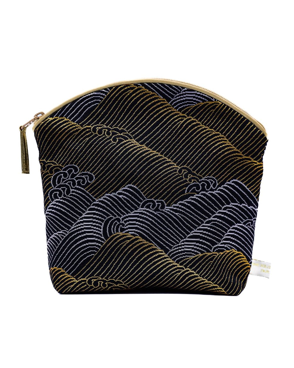 Holistic Silk Limited Edition Lavender Make Up Bag - Gold Waves Silk Brocade 