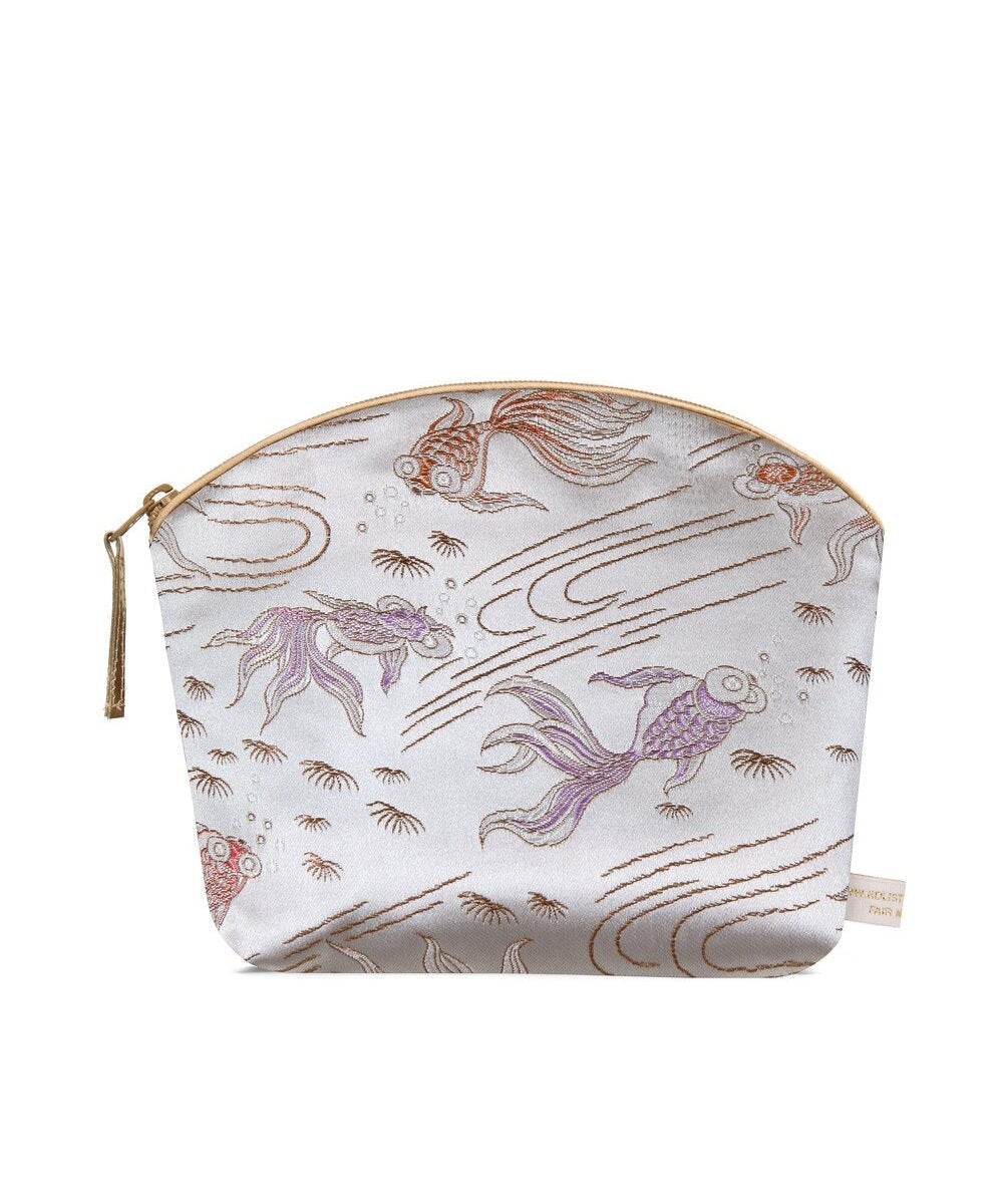 Holistic Silk Limited Edition Lavender Make Up Bag - Silver Fish Silk Brocade 