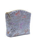 Holistic Silk Limited Edition Lavender Make Up Bag - Silver Fish Silk Brocade (Large) 