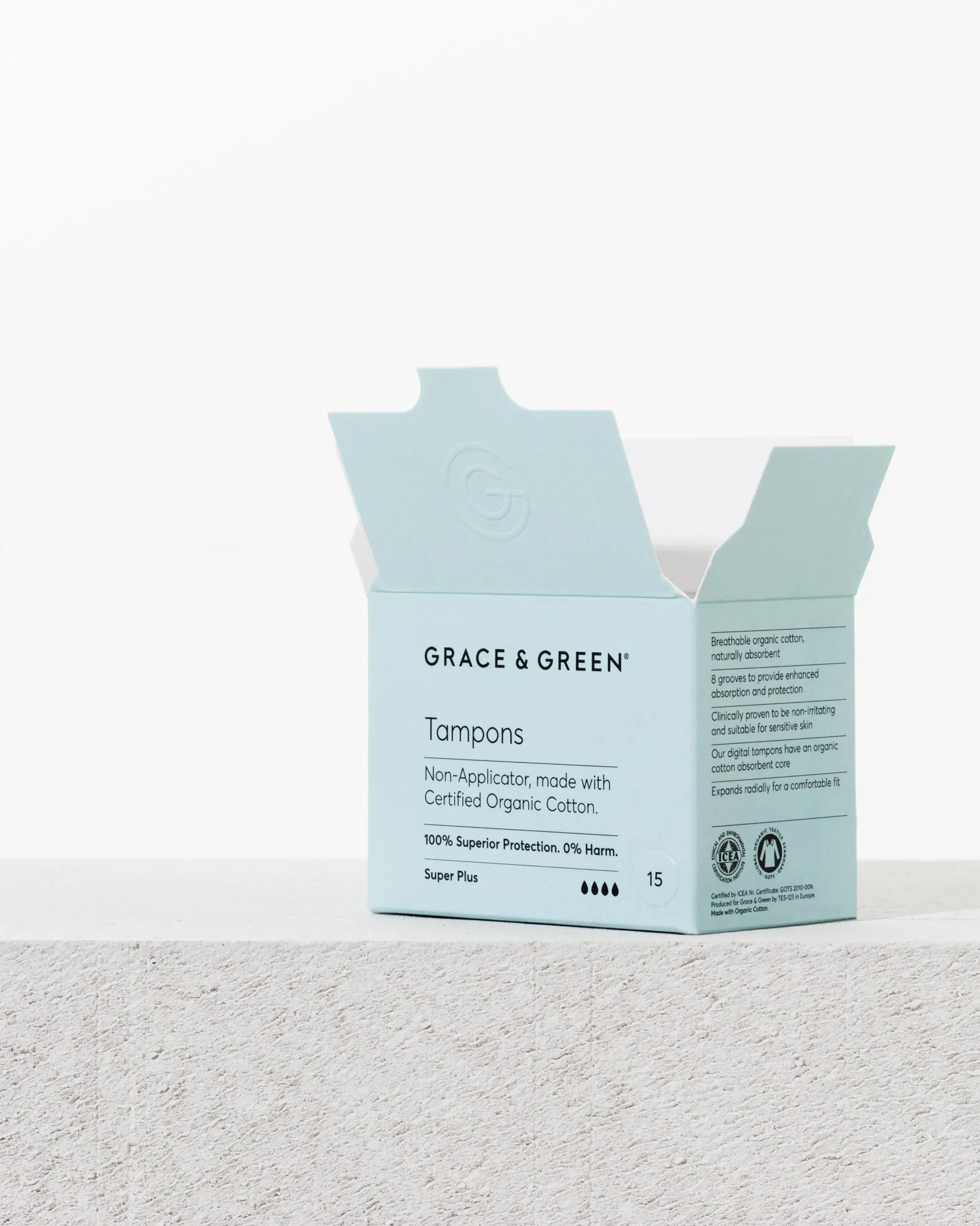 Grace & Green Organic Non Applicator Tampons - Super Plus 