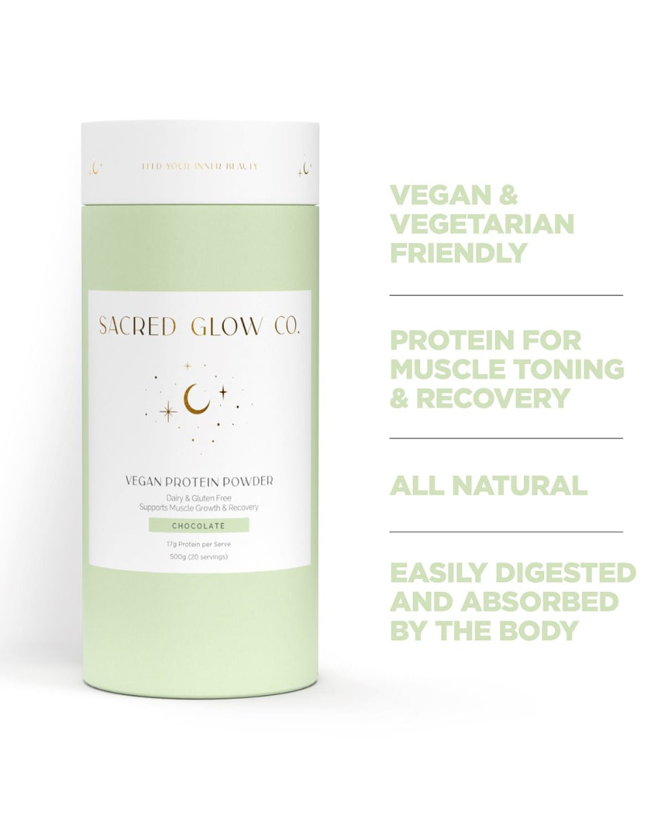 Sacred Glow Co. Vegan Protein - 4 Vegan Proteins - Natural Chocolate Flavour 