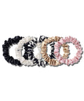 Slip Slip Silk The Midi Scrunchie (1 X Pink 1 X Caramel 1 X Black 1 X White 1 X Navy Stripe) 